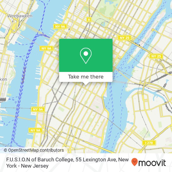 F.U.S.I.O.N of Baruch College, 55 Lexington Ave map