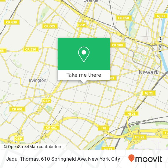 Mapa de Jaqui Thomas, 610 Springfield Ave