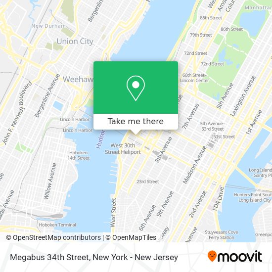 Mapa de Megabus 34th Street
