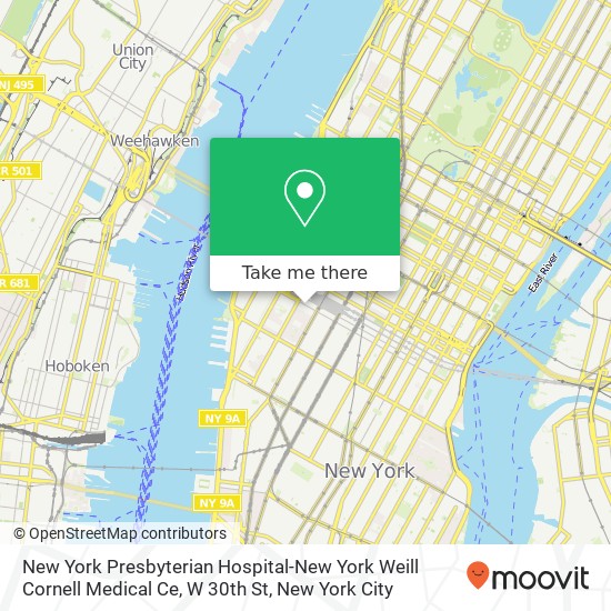 New York Presbyterian Hospital-New York Weill Cornell Medical Ce, W 30th St map