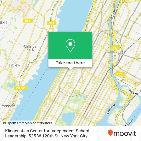 Mapa de Klingenstein Center for Independent School Leadership, 525 W 120th St