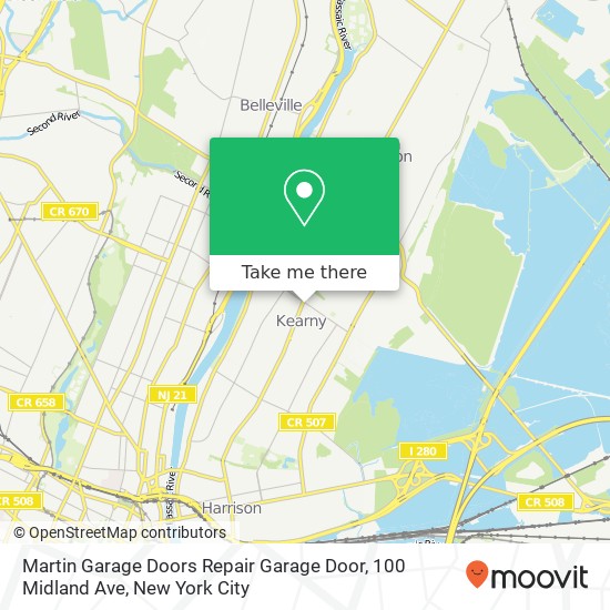 Mapa de Martin Garage Doors Repair Garage Door, 100 Midland Ave