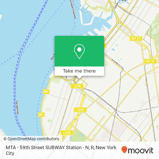 Mapa de MTA - 59th Street SUBWAY Station - N, R