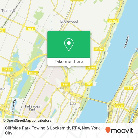 Cliffside Park Towing & Locksmith, RT-4 map