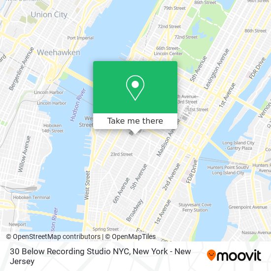 30 Below Recording Studio NYC map