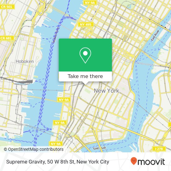 Mapa de Supreme Gravity, 50 W 8th St