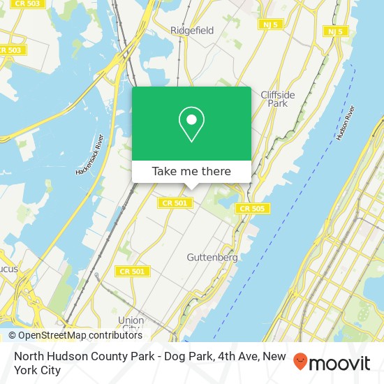 Mapa de North Hudson County Park - Dog Park, 4th Ave