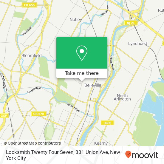 Mapa de Locksmith Twenty Four Seven, 331 Union Ave