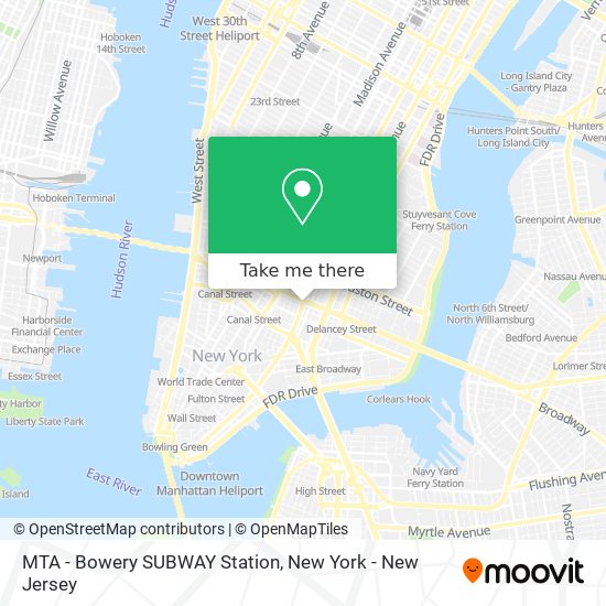 MTA - Bowery SUBWAY Station map