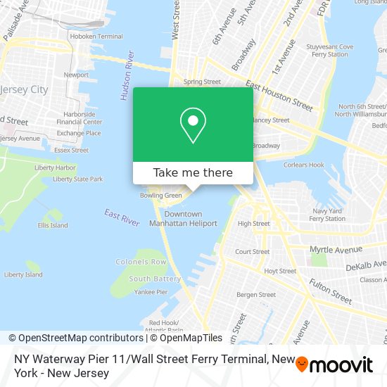 Mapa de NY Waterway Pier 11 / Wall Street Ferry Terminal