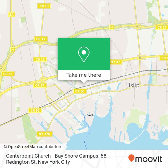 Mapa de Centerpoint Church - Bay Shore Campus, 68 Redington St