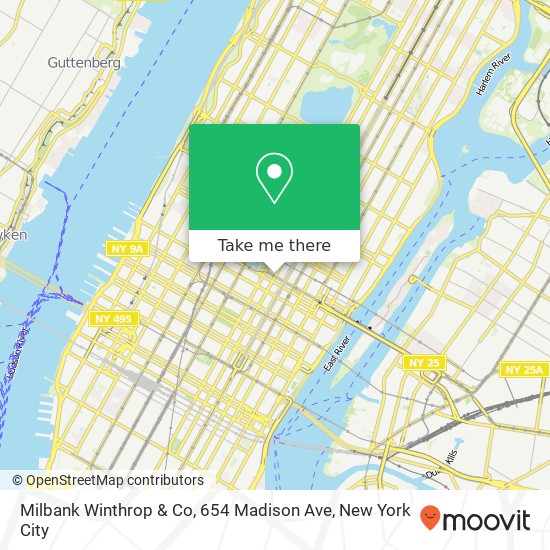 Mapa de Milbank Winthrop & Co, 654 Madison Ave