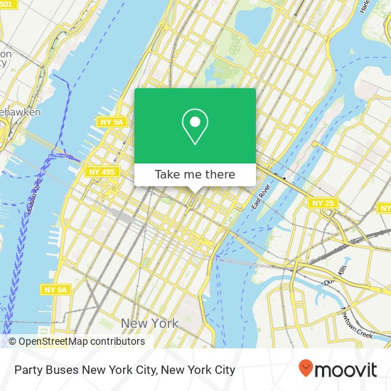Mapa de Party Buses New York City