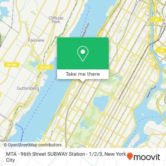 MTA - 96th Street SUBWAY Station - 1 / 2/3 map