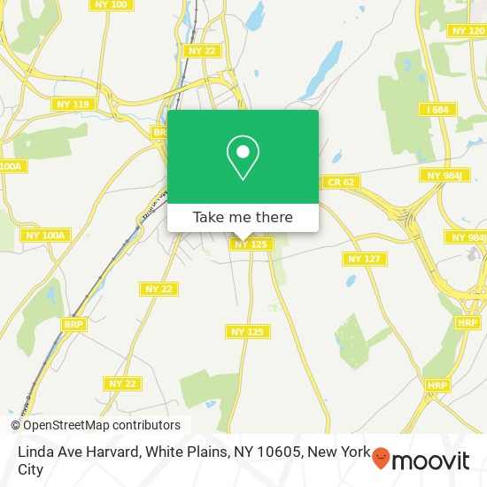 Mapa de Linda Ave Harvard, White Plains, NY 10605