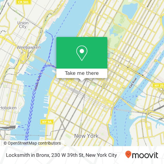 Locksmith in Bronx, 230 W 39th St map