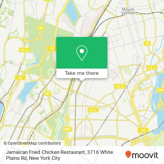 Jamaican Fried Chicken Restaurant, 3716 White Plains Rd map