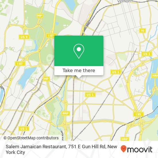 Mapa de Salem Jamaican Restaurant, 751 E Gun Hill Rd