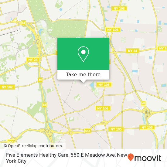 Mapa de Five Elements Healthy Care, 550 E Meadow Ave