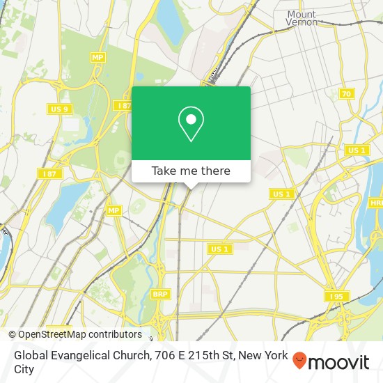 Mapa de Global Evangelical Church, 706 E 215th St