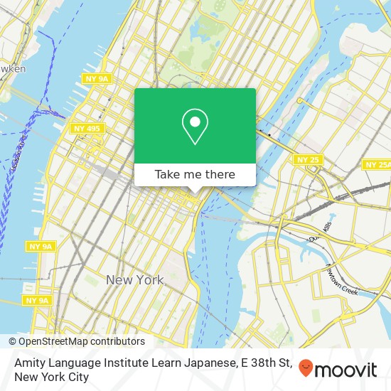Mapa de Amity Language Institute Learn Japanese, E 38th St