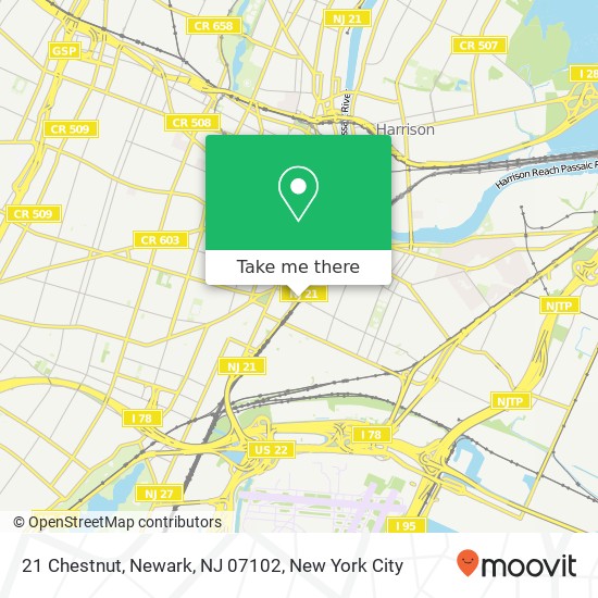 Mapa de 21 Chestnut, Newark, NJ 07102
