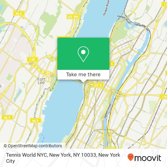 Tennis World NYC, New York, NY 10033 map