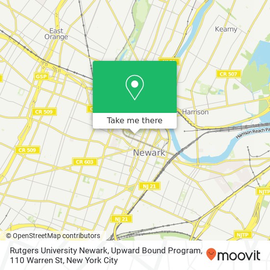 Rutgers University Newark, Upward Bound Program, 110 Warren St map