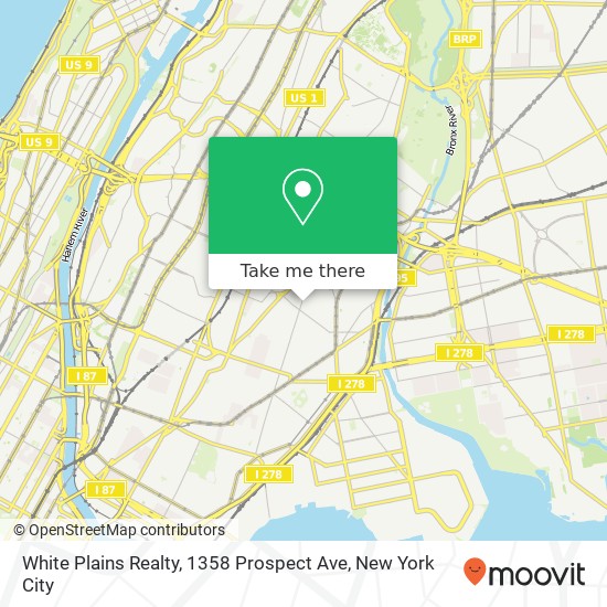 Mapa de White Plains Realty, 1358 Prospect Ave
