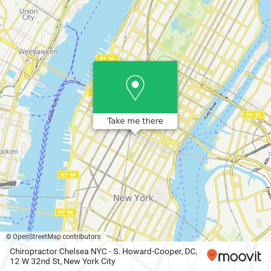 Mapa de Chiropractor Chelsea NYC - S. Howard-Cooper, DC, 12 W 32nd St