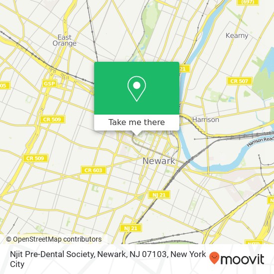 Mapa de Njit Pre-Dental Society, Newark, NJ 07103