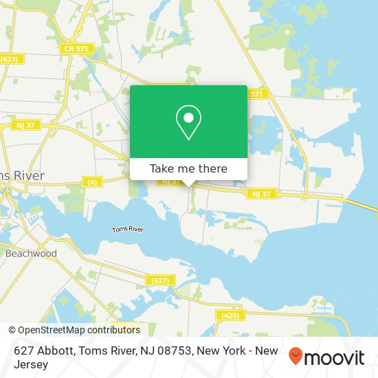 Mapa de 627 Abbott, Toms River, NJ 08753