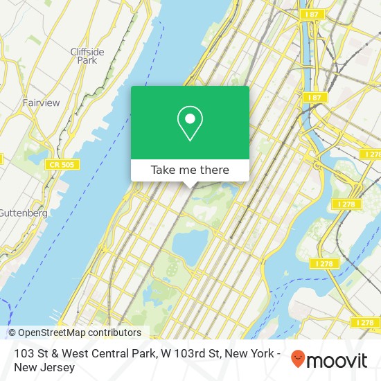 103 St & West Central Park, W 103rd St map