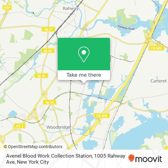 Mapa de Avenel Blood Work Collection Station, 1005 Rahway Ave