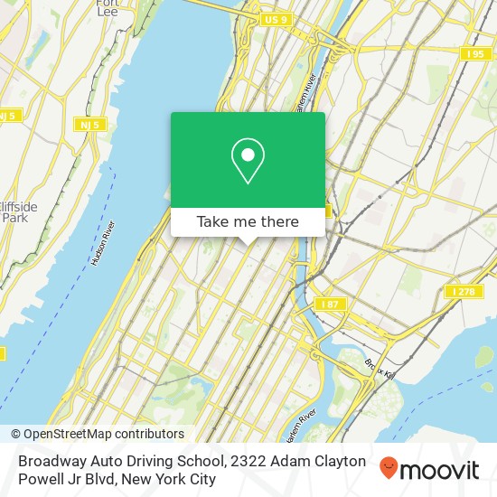 Broadway Auto Driving School, 2322 Adam Clayton Powell Jr Blvd map