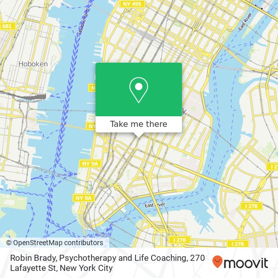 Mapa de Robin Brady, Psychotherapy and Life Coaching, 270 Lafayette St