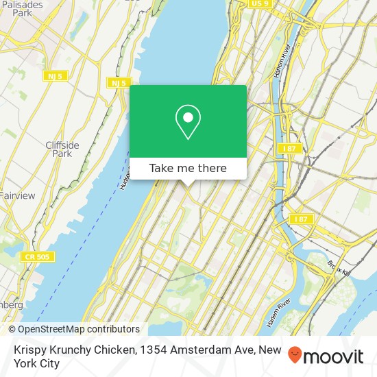 Mapa de Krispy Krunchy Chicken, 1354 Amsterdam Ave