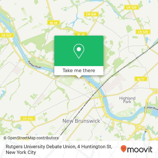 Mapa de Rutgers University Debate Union, 4 Huntington St