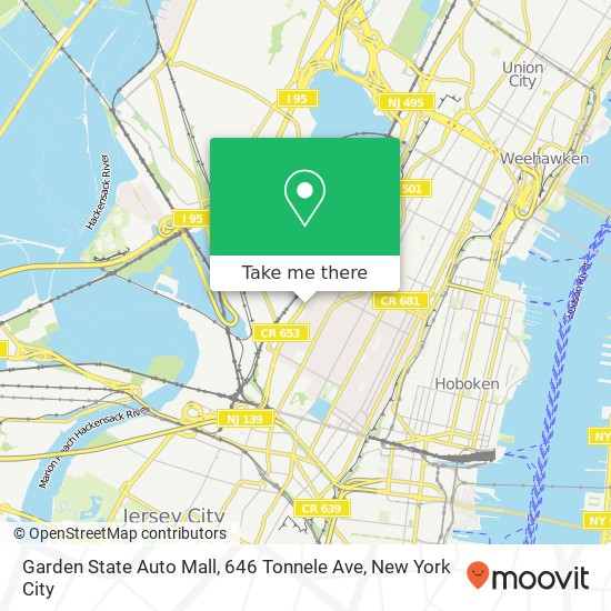 Mapa de Garden State Auto Mall, 646 Tonnele Ave