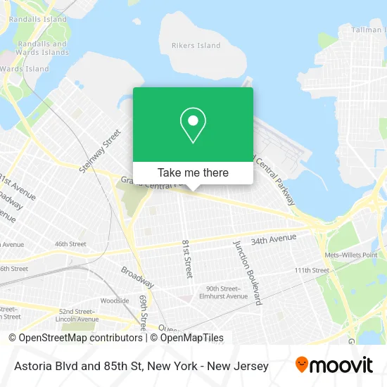 Astoria Blvd and 85th St map