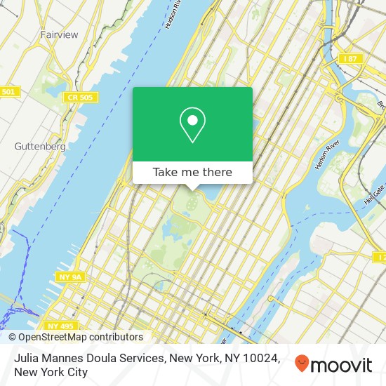 Mapa de Julia Mannes Doula Services, New York, NY 10024