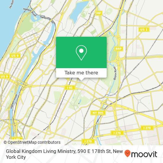 Mapa de Global Kingdom Living Ministry, 590 E 178th St