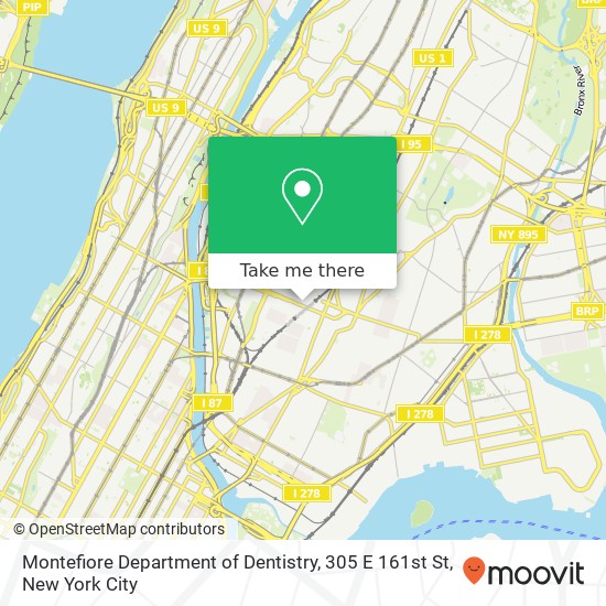 Mapa de Montefiore Department of Dentistry, 305 E 161st St