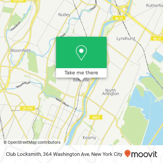 Mapa de Club Locksmith, 364 Washington Ave