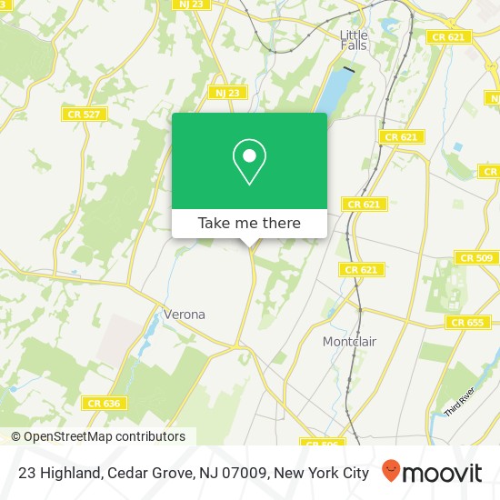 Mapa de 23 Highland, Cedar Grove, NJ 07009