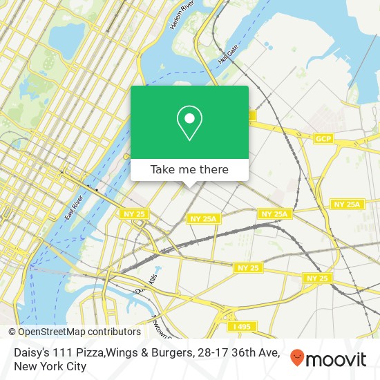 Mapa de Daisy's 111 Pizza,Wings & Burgers, 28-17 36th Ave