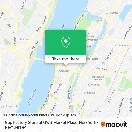 Gap Factory Store at GWB Market Place map