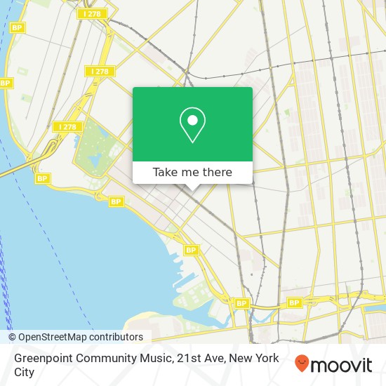 Mapa de Greenpoint Community Music, 21st Ave