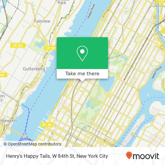 Henry's Happy Tails, W 84th St map