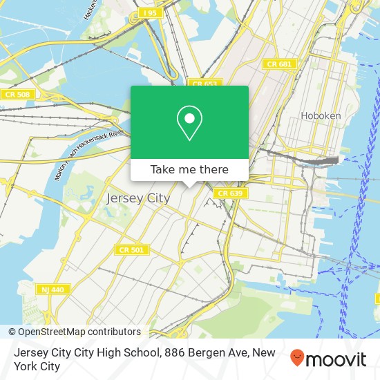 Mapa de Jersey City City High School, 886 Bergen Ave